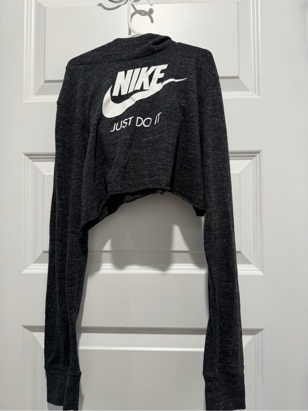 Nike Black Cropped Hoodie with White Logo